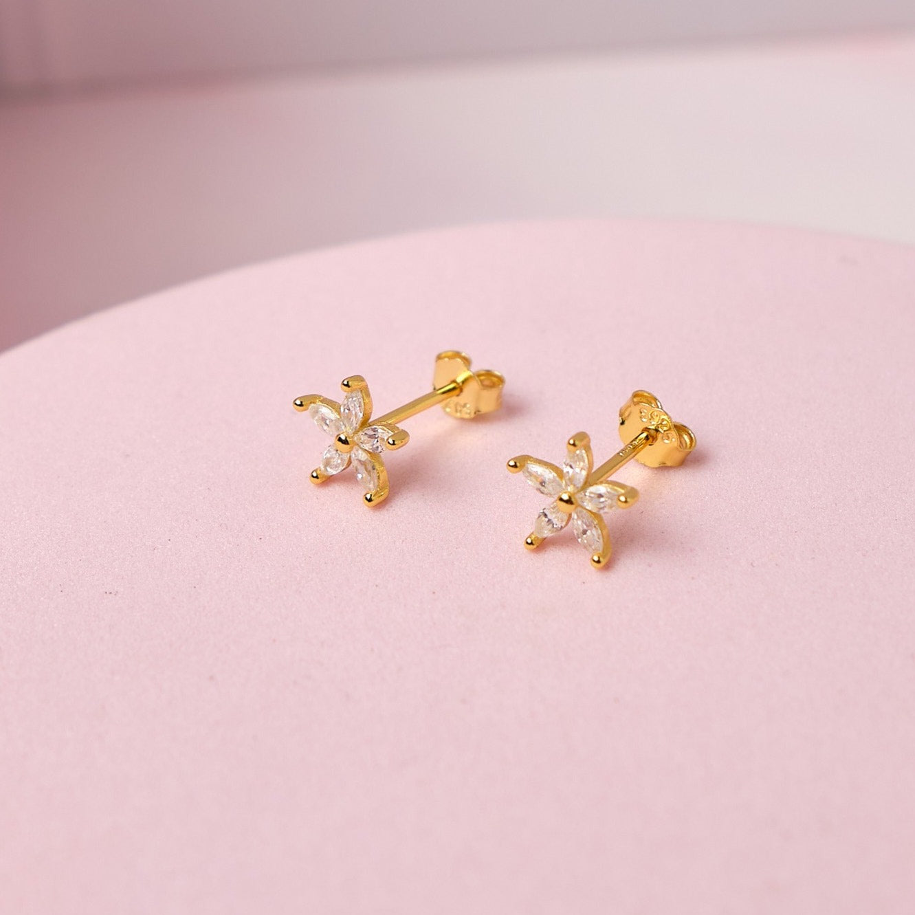 Aretes Lila - Gold - 7mm - Cristal
