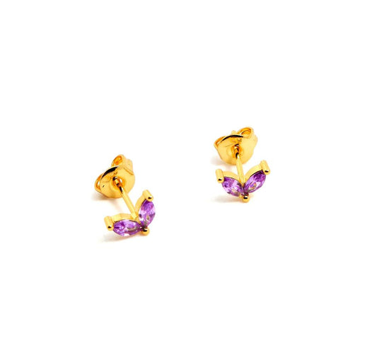 Aretes Rabbit Ears - Gold - 6X5 mm- Lila