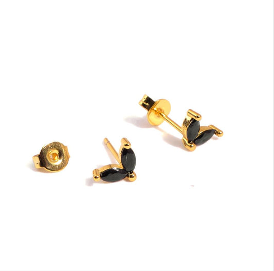Aretes Rabbit Ears - Gold - 6X5 mm- Negro
