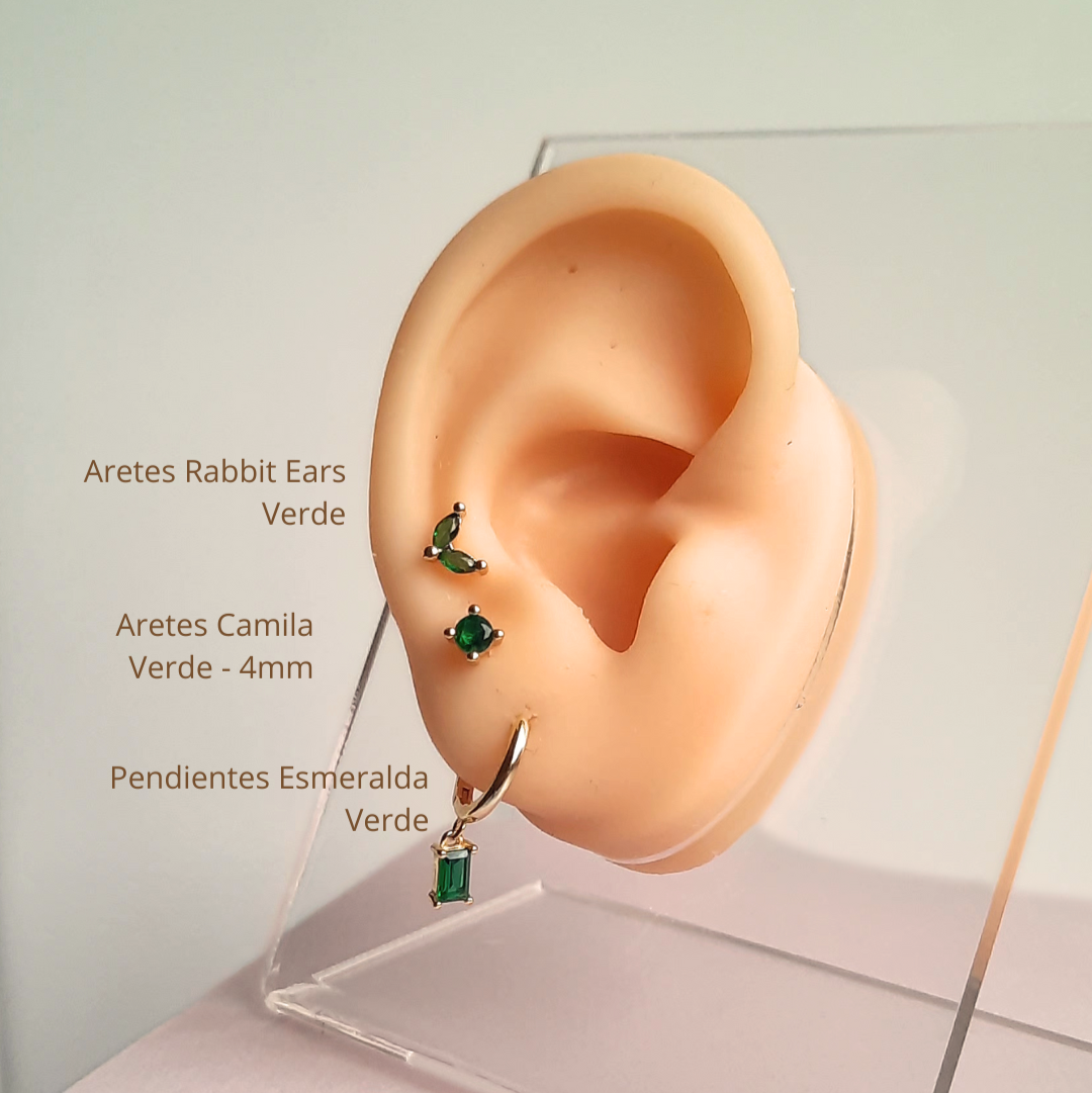 Aretes Rabbit Ears - Gold - 6X5 mm- Verde