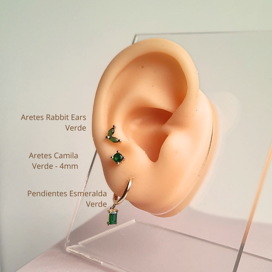 Aretes Rabbit Ears - Gold - 6X5 mm- Verde