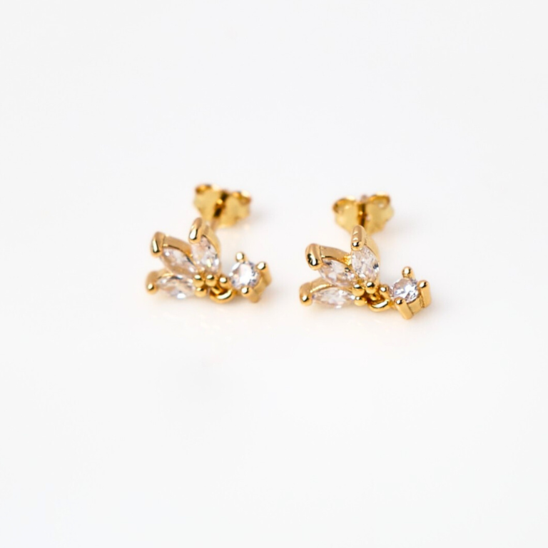 Aretes Dafne - Gold - 7x11mm - Cristal