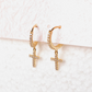 Pendientes Cross - Cristal - Gold - 8mm