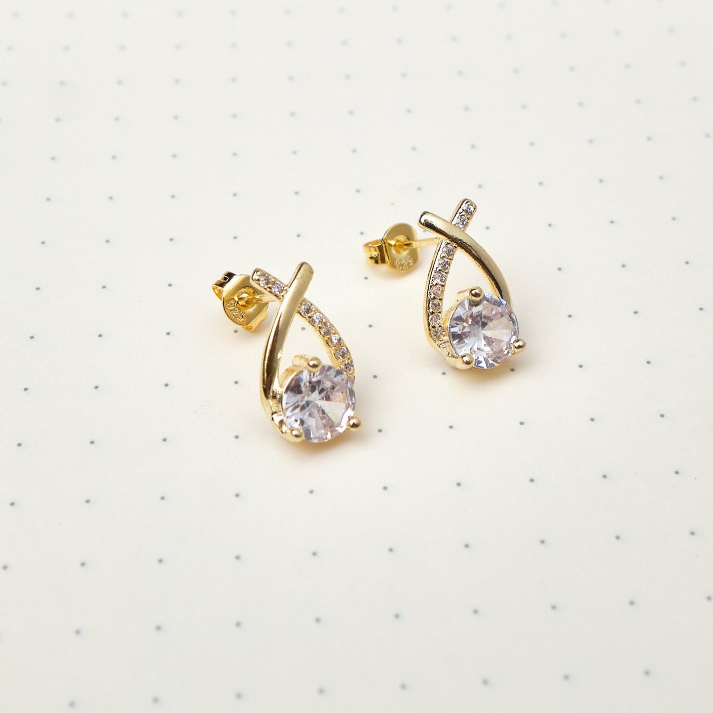 Aretes Ivette - Cristal - Gold - 14x8mm