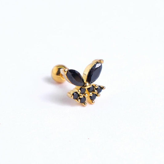 Piercing Mariposa - Negro - Gold -7mm