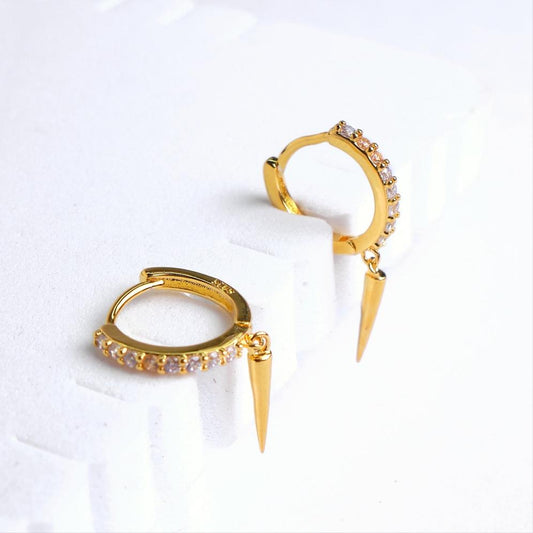 Pendientes Punk - Cristal - Gold - 9mm