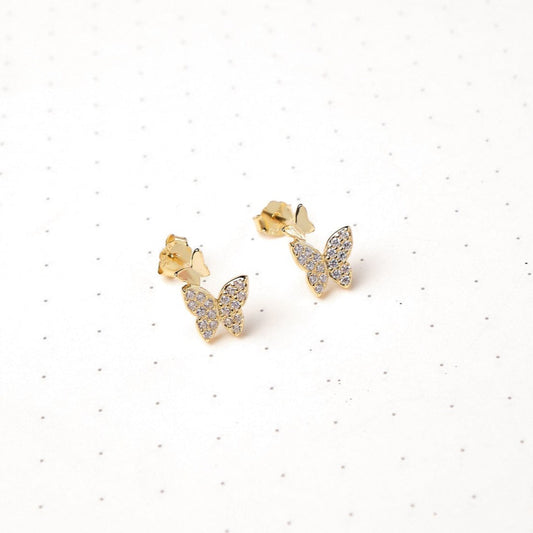 Aretes Butterfly - Cristal - Gold - 7x10mm