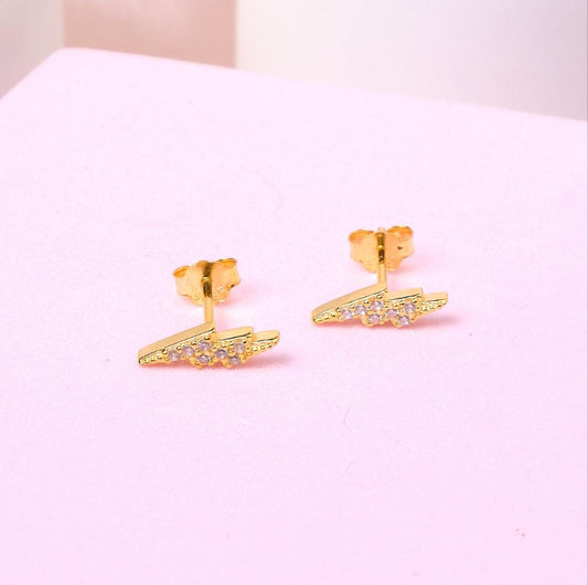 Aretes Rayo - Cristal - Gold - 13x10 mm