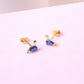 Aretes Dino -  Azul - Gold - 6x7mm