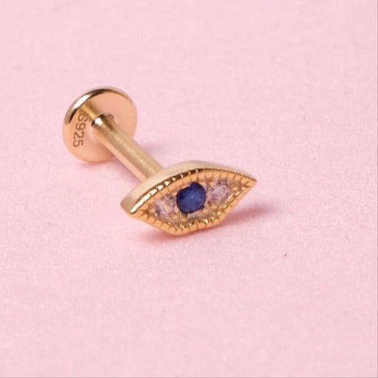 Piercing Ojo Turco - Azul - Gold -6x3mm